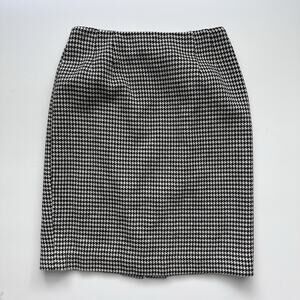 Vintage Talbots Pencil Skirt‎ Petite Size 8 Black White Houndstooth Wool Blend